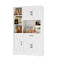 71" Tall Kitchen Pantry Storage Cabinet with Microwave Stand, Barn Doors, Large Drawer and Shelves, Ash Grey Z7990