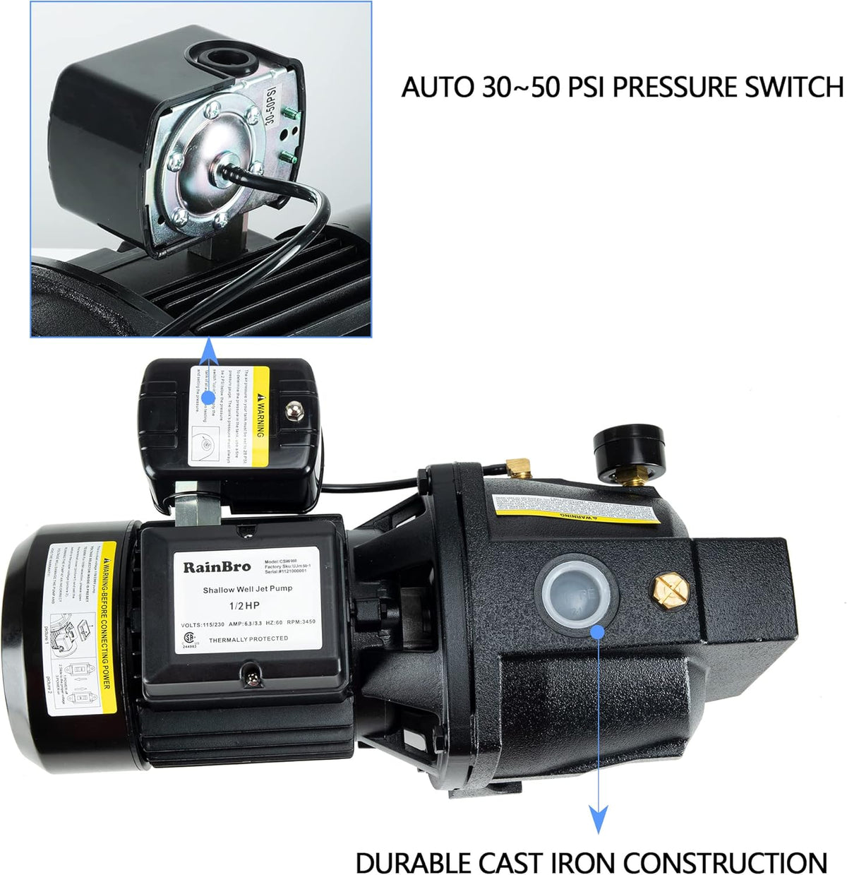 1/2 HP Cast Iron Shallow Well Jet Pump R242
