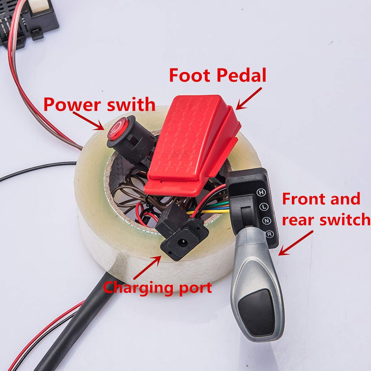 12 Volt Children Electric Car Wires and Switch Kit with 2.4G Bluetooth Remote Control and Receiver H909