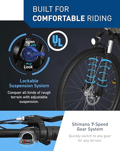 Electric Bike with 800W Peak Motor, 25mph Max Speed, 696 WH Removable Battery, 27.5" Front Suspension O260159