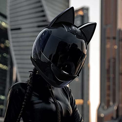 DOT Certified Full Face Motorcycle Helmet with Cat Ears Flip up Visors G477059