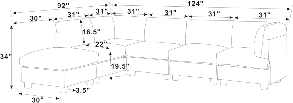 Dark Gray Modular Sectional R154