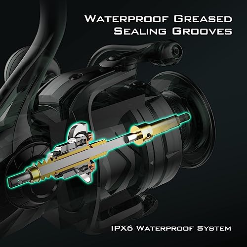 Saltwater Spinning Reel - IPX6 Waterproof - 55LBs Max Drag - 6.2:1 High Speed - CNC Aluminum Body U502969