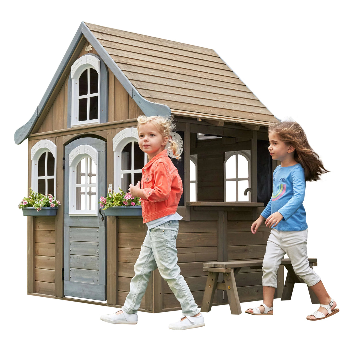 Wooden Outdoor Playhouse with Kitchen K88233