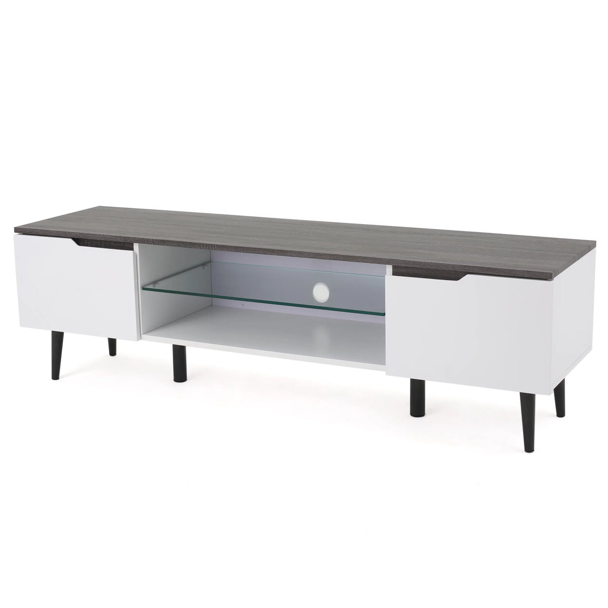 Two-Toned TV Stand with Glass Shelf U421515