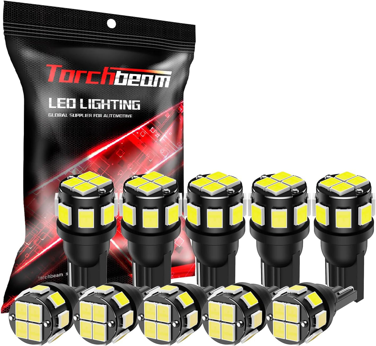 194 LED Light Bulb, 10PC T10 168 6000K 5SMD 2825 LED Replacement Bulbs, Pack of 10 M709934