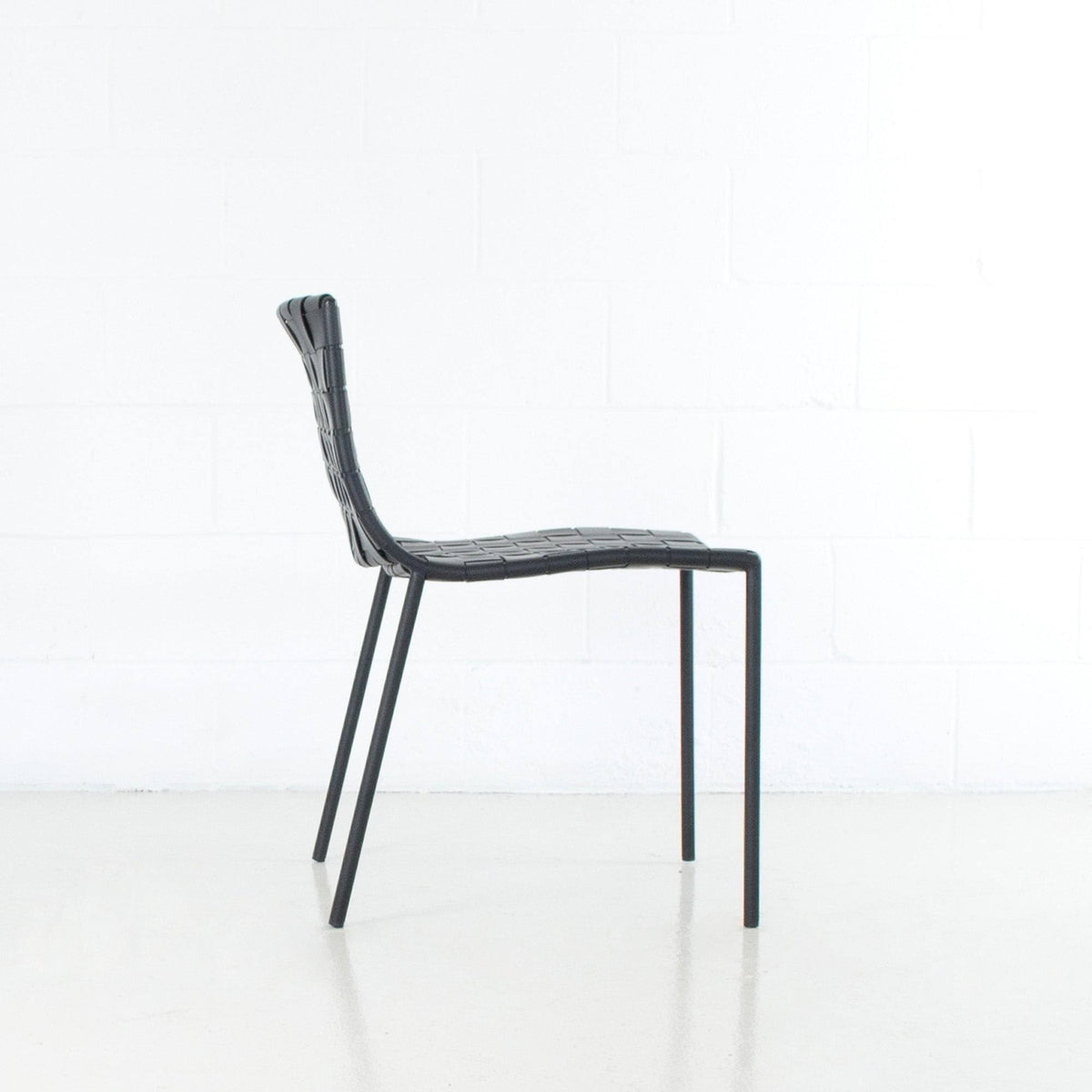 Black Leather Weave Dining Chair J973