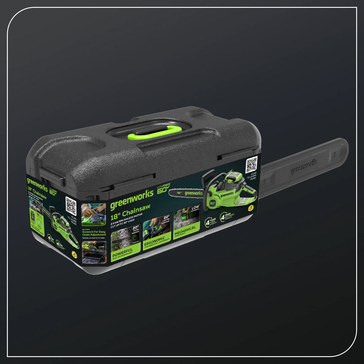 60V 2.0kW Brushless Chainsaw with 4.0 Ah Battery & Charger U5979
