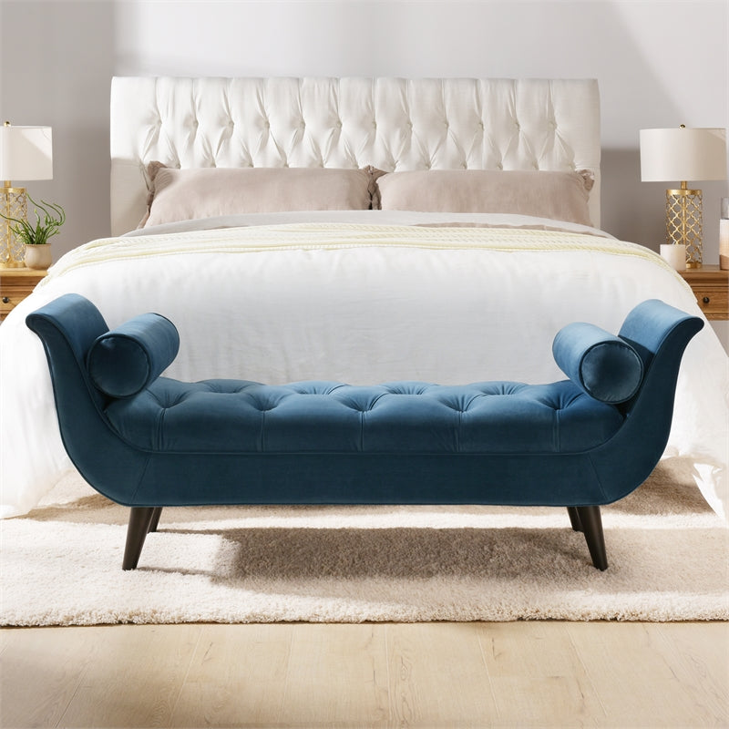 Teal Velvet Tufted Entryway Bench W112553
