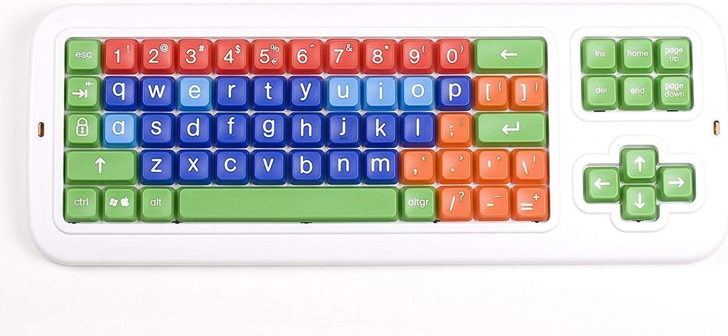 Bundle Adults/Children: Mouse + Large Print Mechanical Keyboard Spill Proof Lower Case Color Coded Matching Mouse Optical Ergonomic USB Easy Slide Design I48428