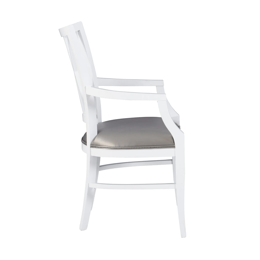 White Wood Dining Arm Chair H541