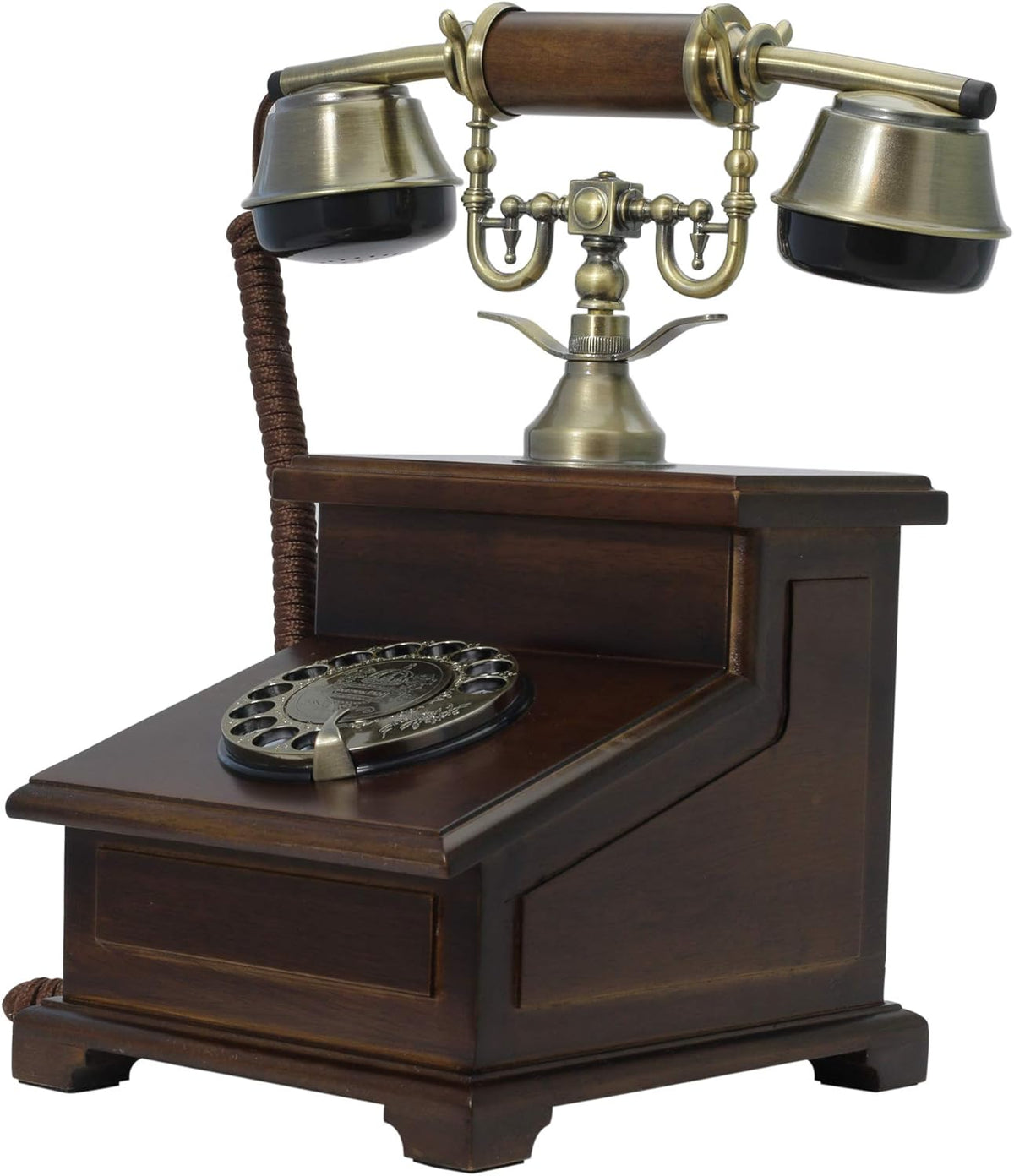 Wall-Mounted Wooden Telephone with Metal Parts W137