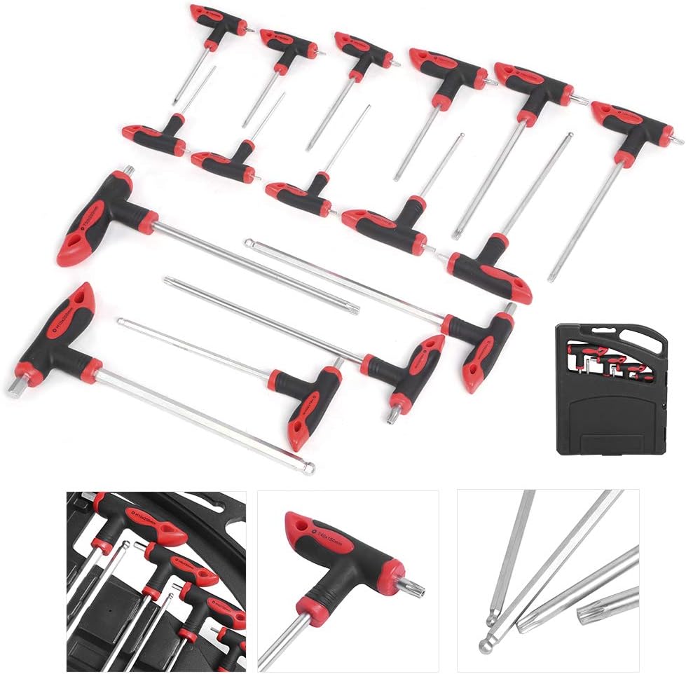 16 pcs T-Handle Hex Wrench Set, Ball End, 75mm-200mm, T10-T50 Q534052