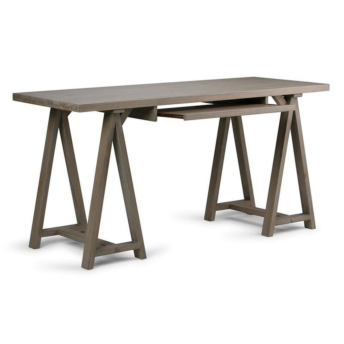Rustic Solid Wood Computer Desk in Distressed Gray H4356