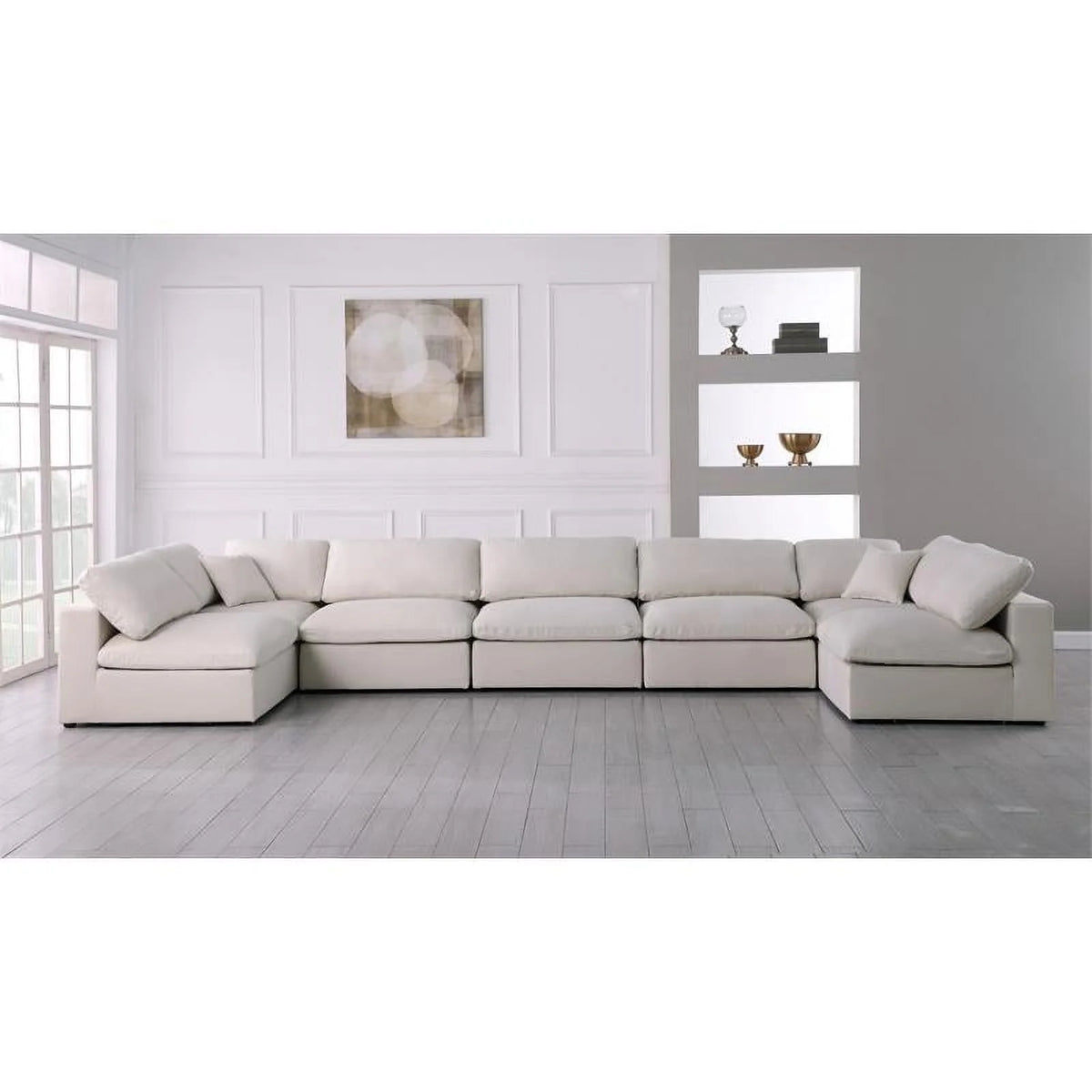 Cream Velvet Modular Sectional S8689