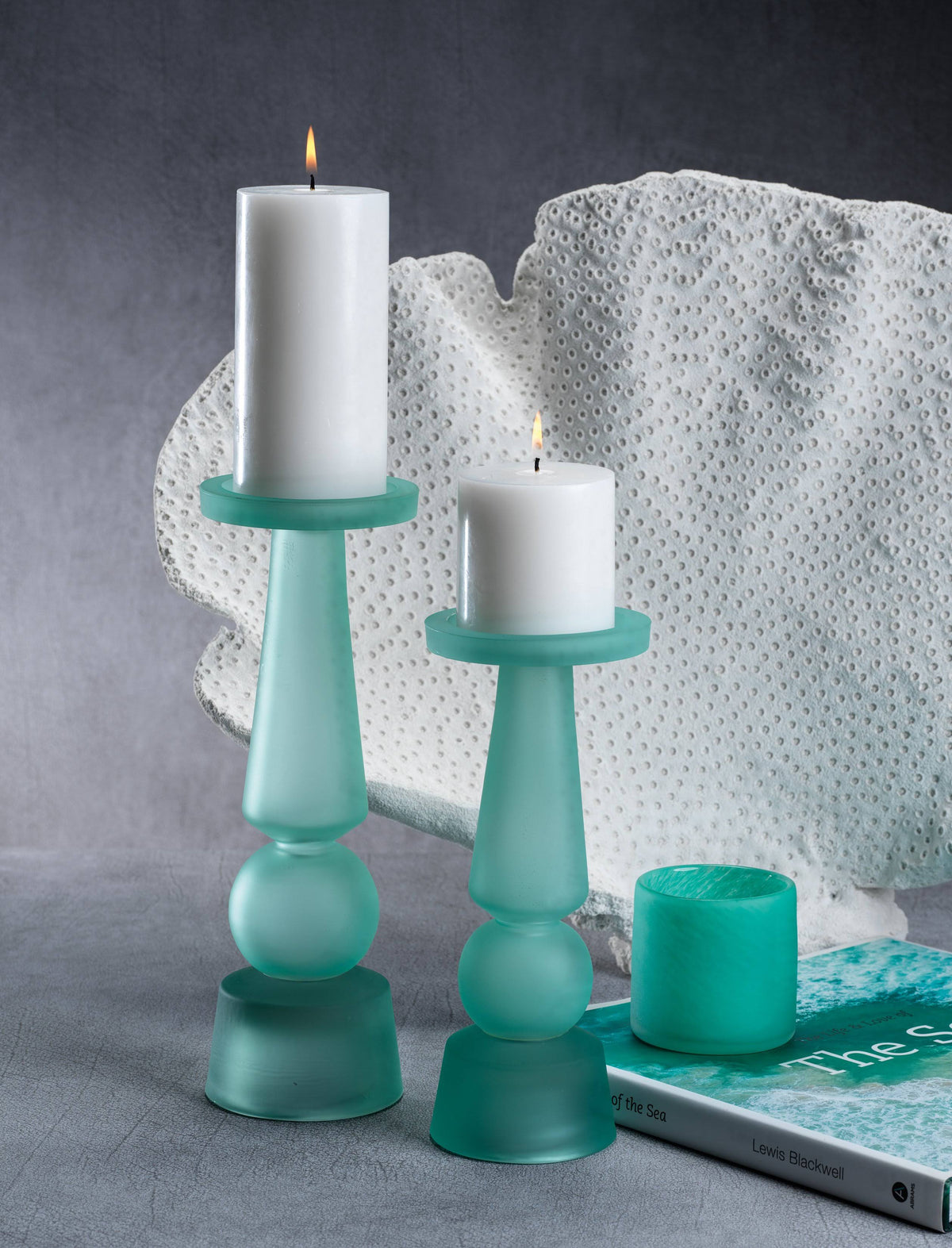 Matte Frosted Glass Pillar Candle Holder J77832