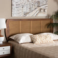Ash Walnut Full Wood Rattan Headboard H859112