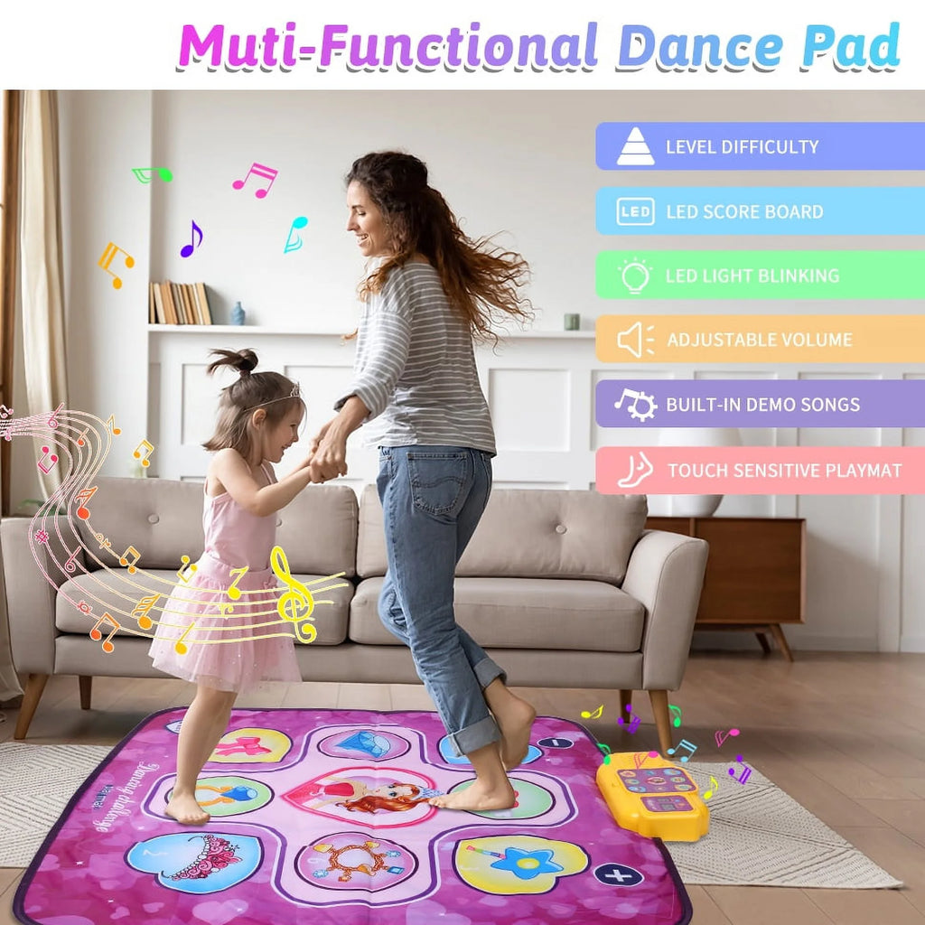 Dance Mat Toys with LED Lights, 9 Built-in Music, 7 Game Modes J4340