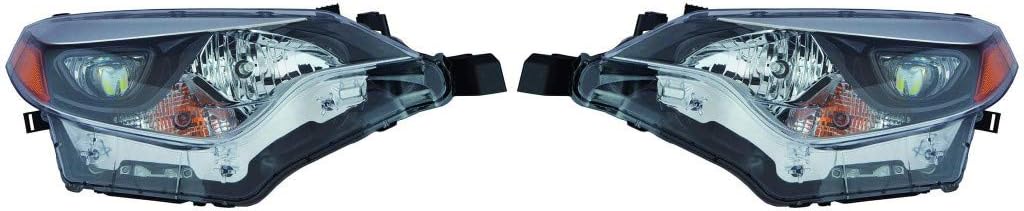 Black Housing Headlight Assembly Pair with Bulbs L12016