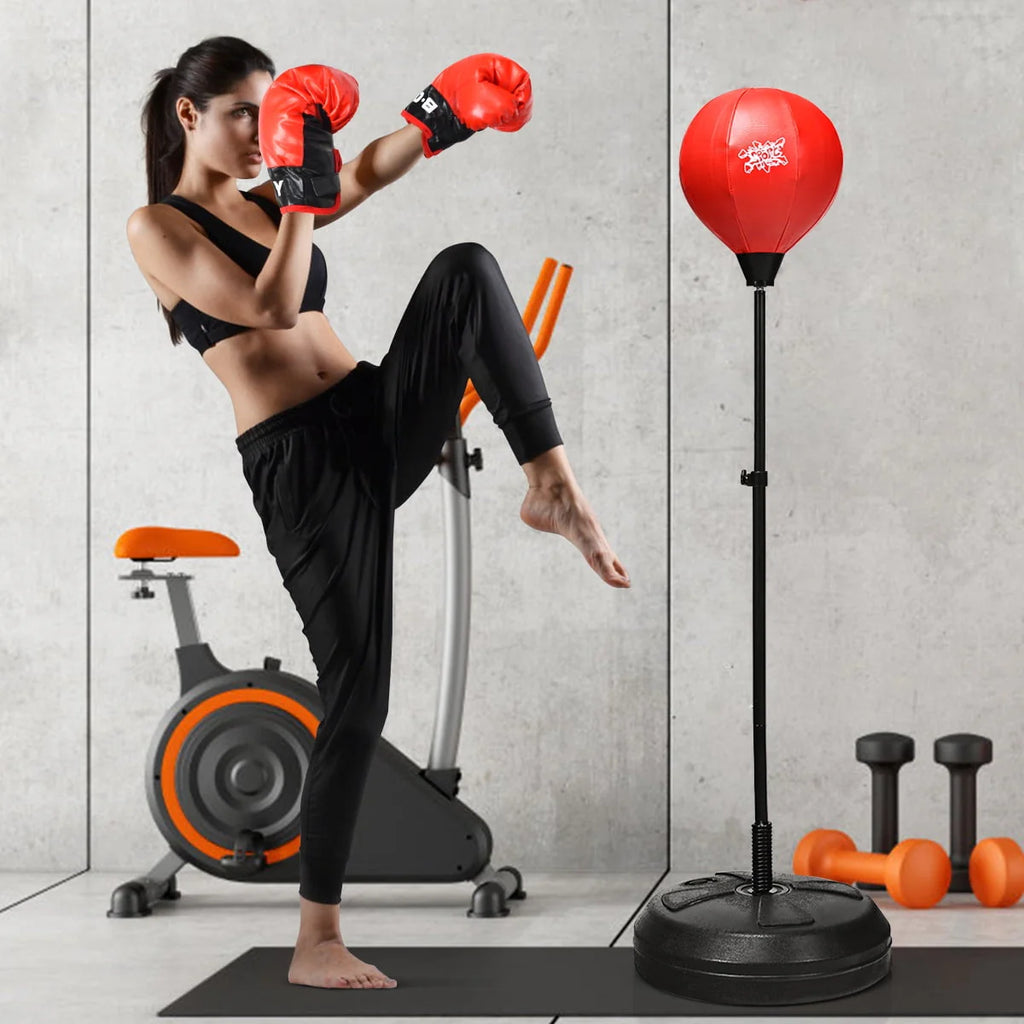 Boxing Punching Bag with Height Adjustable Stand and Boxing Gloves K361