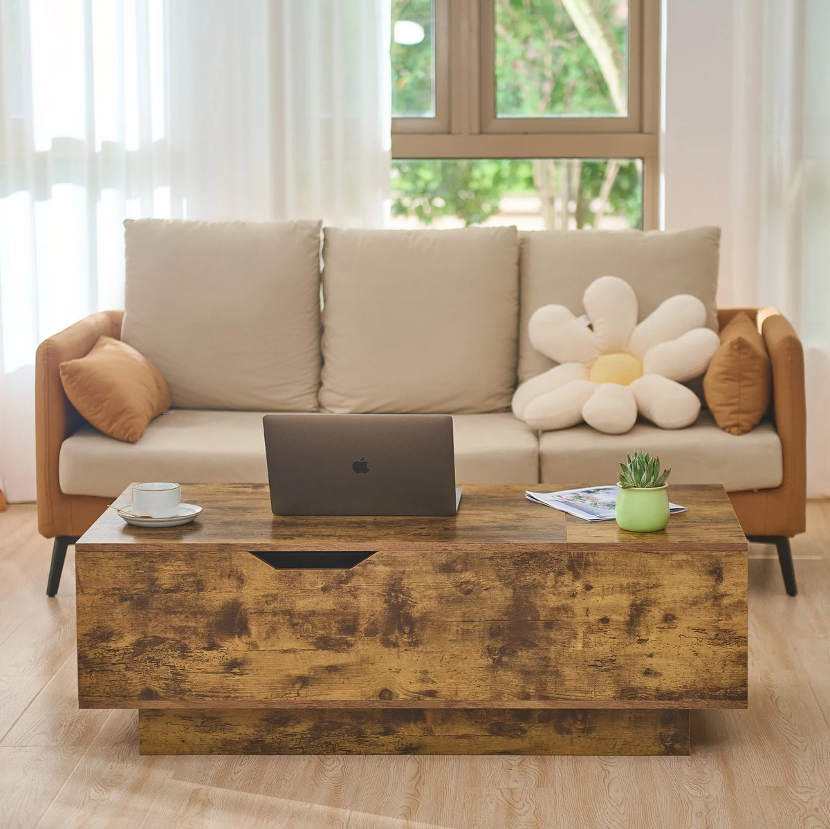 Lift Top Wooden Coffee Table with Storage Compartment Z412709