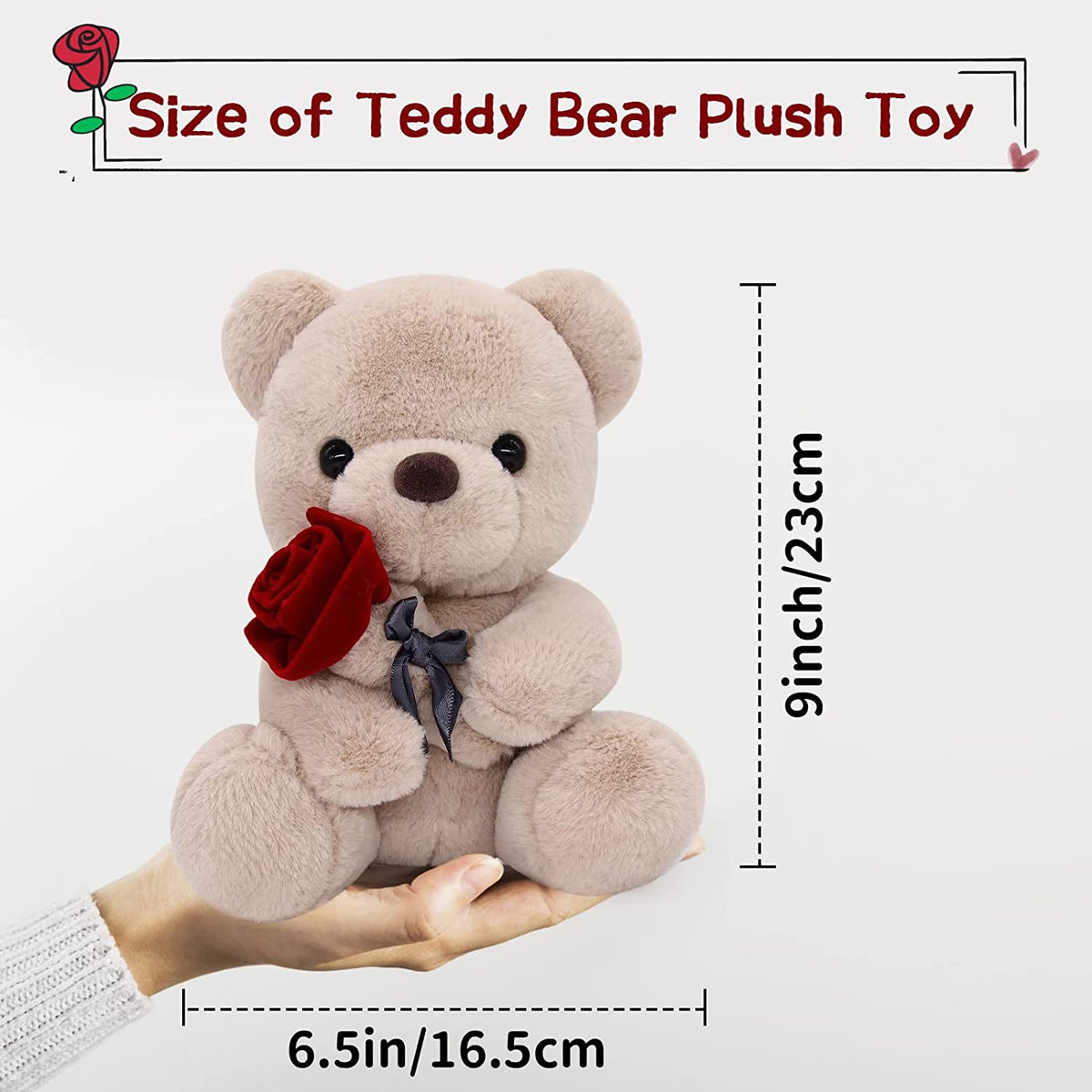 10 Inch Teddy Bear Plush Stuffed Animal with Rose U635