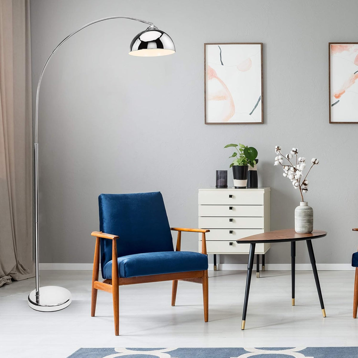 Mid-Century Modern Curved Metal Arc Floor Lamp E315