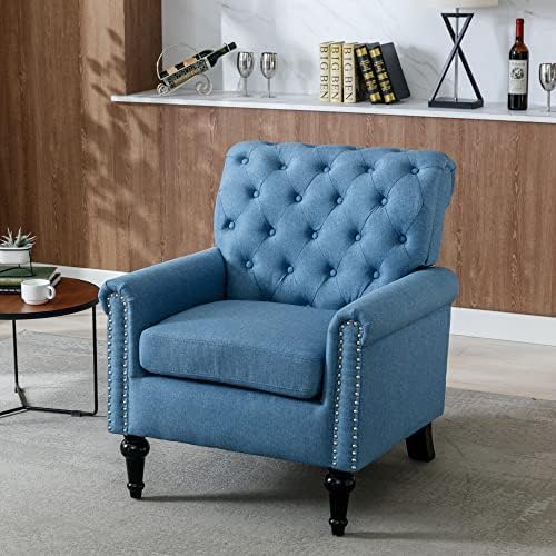 Chenille Fabric Accent Chair with Footrest Y1402
