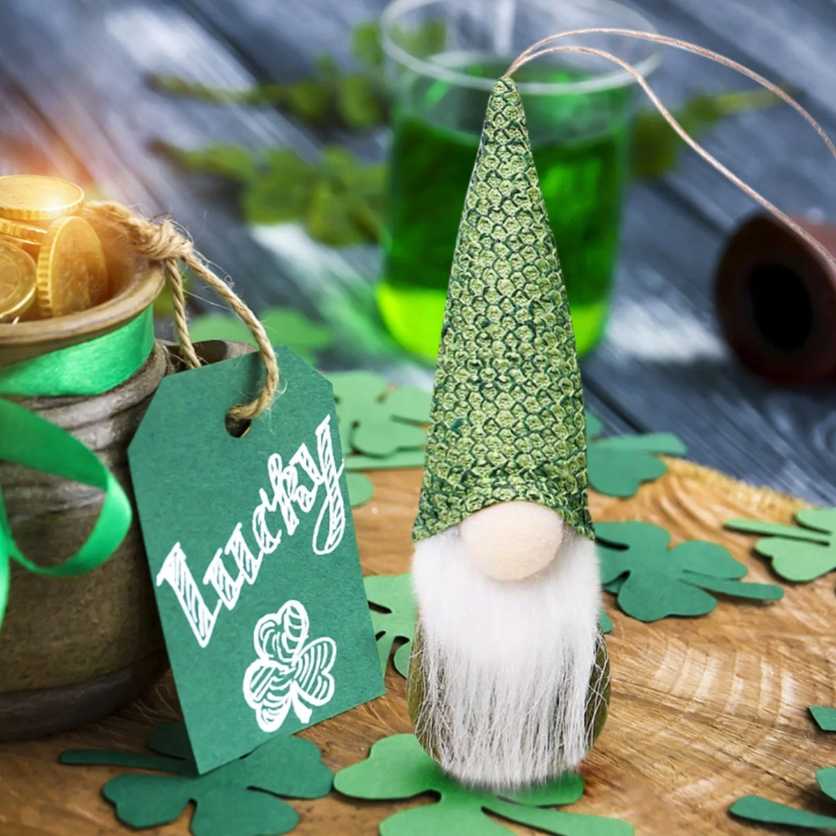 St. Patrick's Day Gnome Doll Swedish Elfs Dwarf Ornaments Set O56887