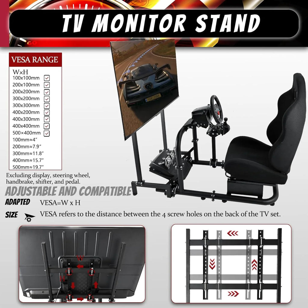 Racing Simulator Cockpit with Seat and Monitor Mount G3669