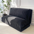 Black Corded Washable Bean Bag Bed Folding Sofa Bed Floor Mattress, 39x95 Inch P228