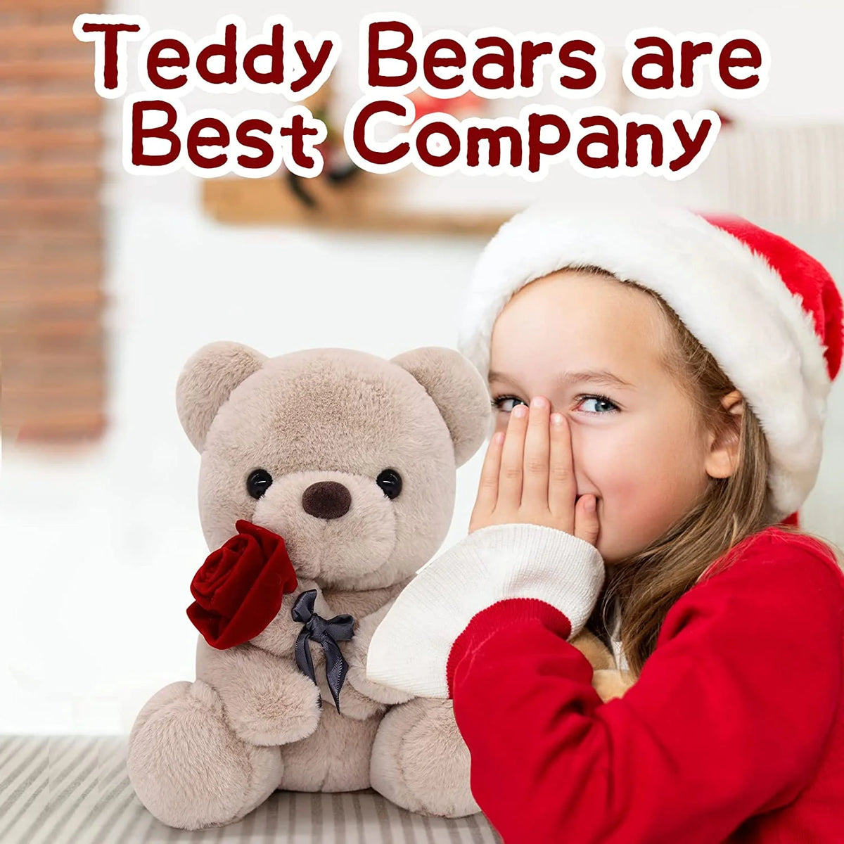 10 Inch Teddy Bear Plush Stuffed Animal with Rose U635