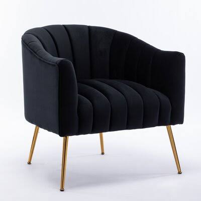 Black Velvet Tufted Barrel Chair X30828