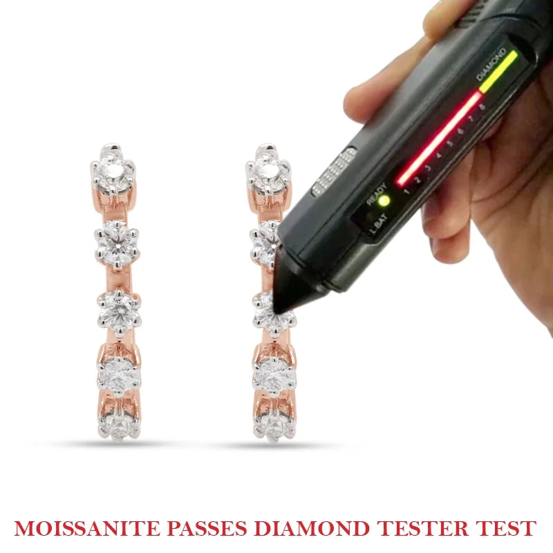 1 Carat Round Cut Lab Created Moissanite Five Stone Hoop Earrings In 14K Rose Gold Over Sterling Silver U888622