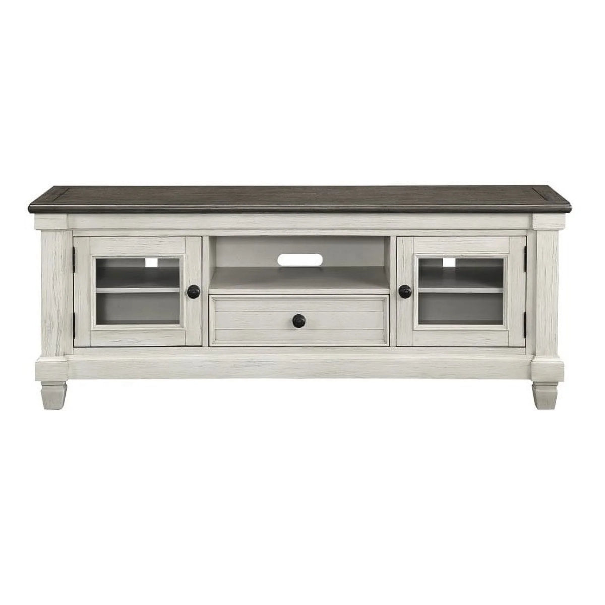 Antique White and Rosy Brown Wood TV Stand X48535