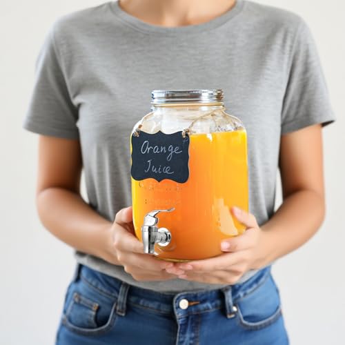 1 Gallon Glass Drink Dispenser with Stand, 2 Pack P667