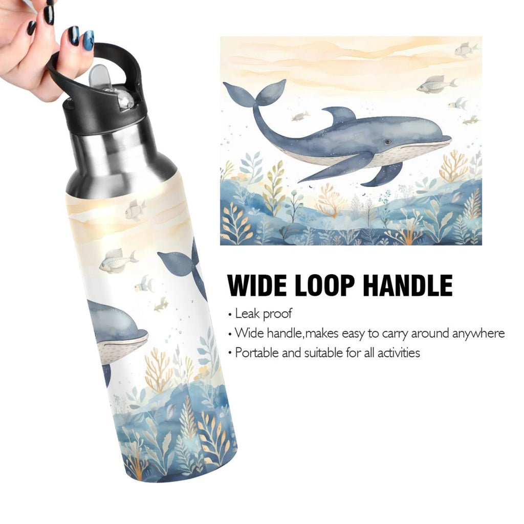 Stainless Steel Insulated Thermos Vacuum Flask Water Bottle with Straw Lid S664