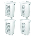 White Laundry Hamper with Wheels and Pull Handle 4 Pack L781