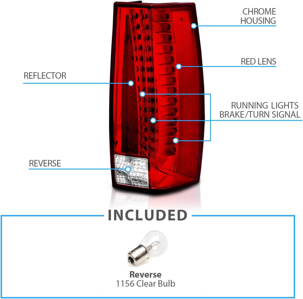 Red/Clear LED Tail Lights for Chevy Tahoe/Suburban/Yukon A982