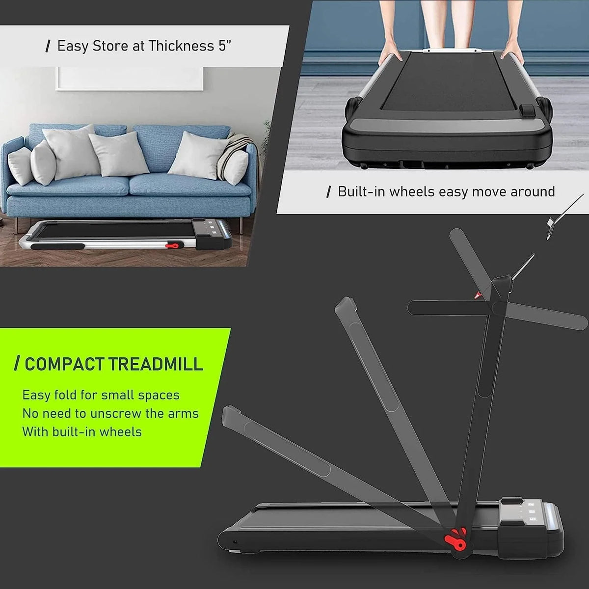 2 in 1 Folding Portable Under Desk Treadmill C468154