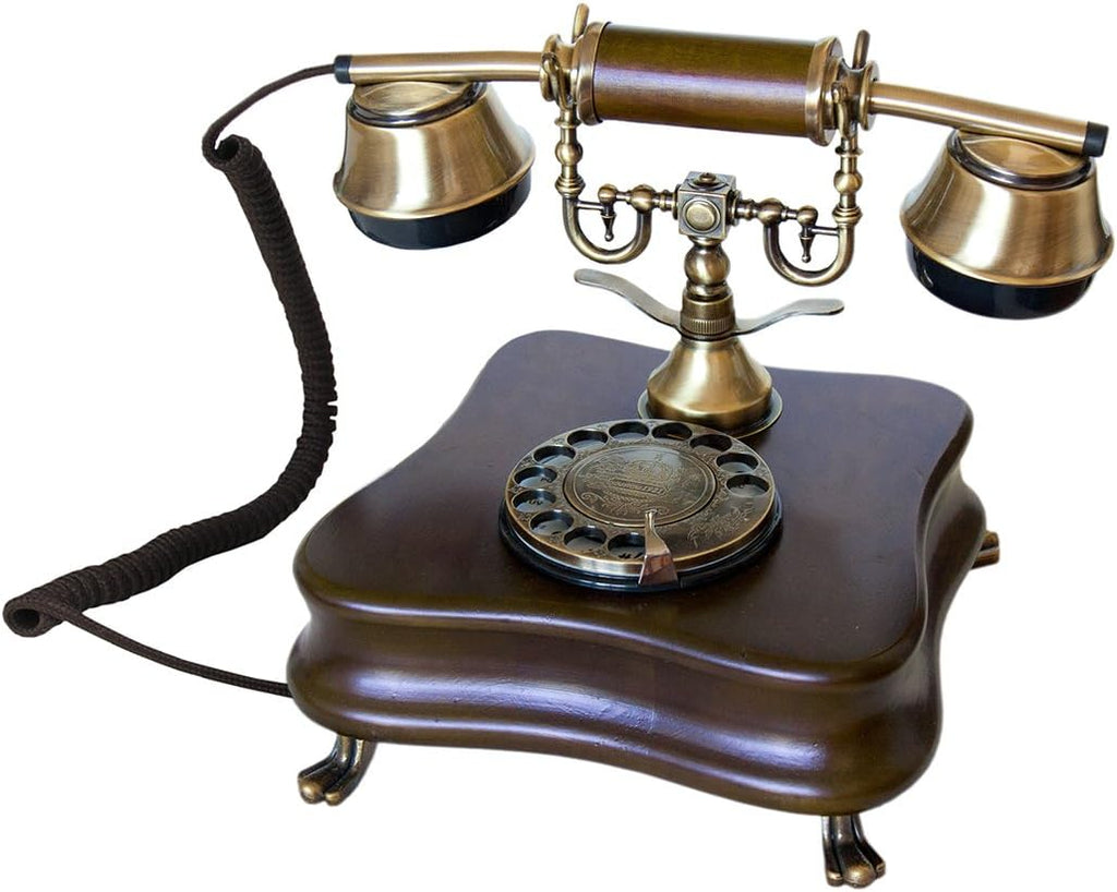 Wall-Mounted Wooden Telephone with Metal Parts W137