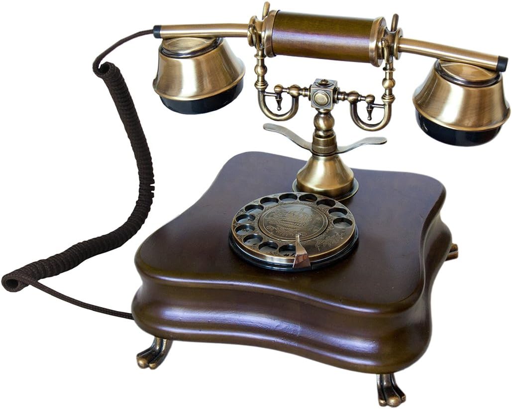 Wall-Mounted Wooden Telephone with Metal Parts W137