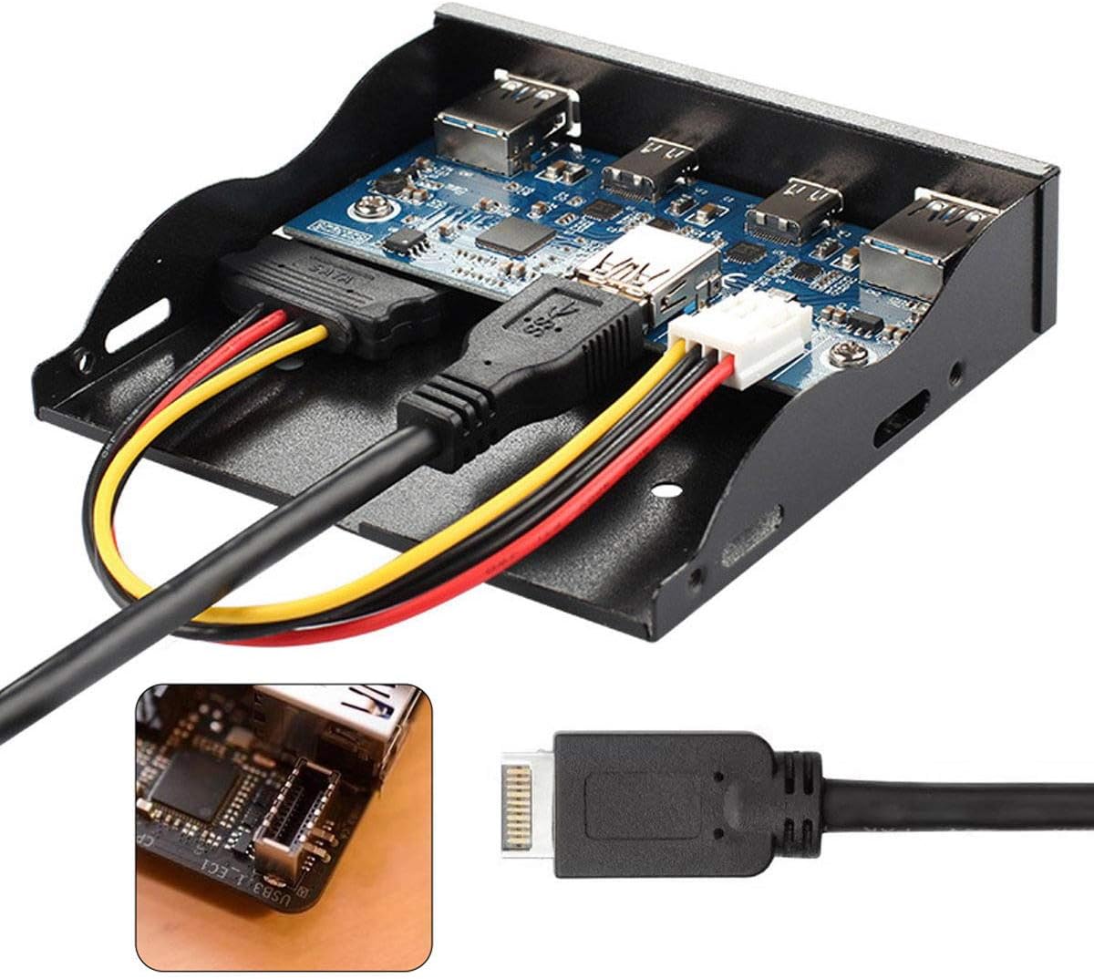 USB 3.1 Front Panel Header to USB-C & USB 3.0 HUB 4 Ports Motherboard Cable T224223