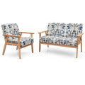 Blue Floral Sofa Set with Loveseat and Accent Armchair F33667