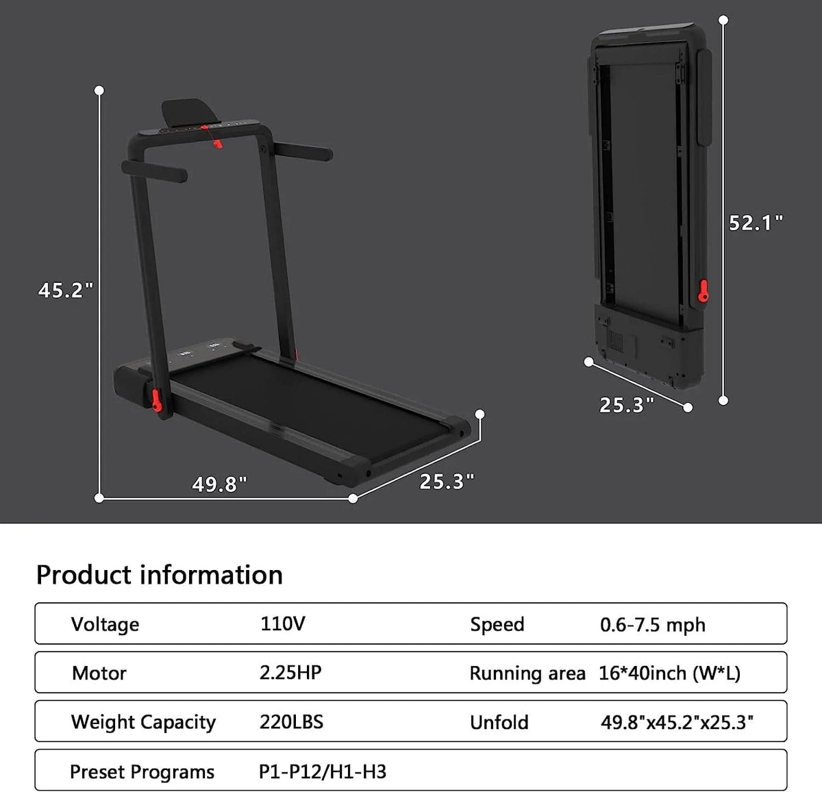2 in 1 Folding Portable Under Desk Treadmill C468154