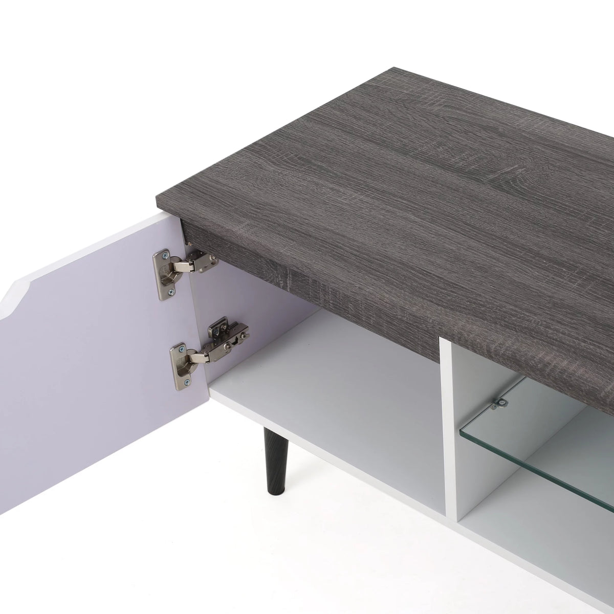 Two-Toned TV Stand with Glass Shelf U421515