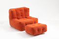 Orange Velvet Bean Bag Chair with Ottoman U648199