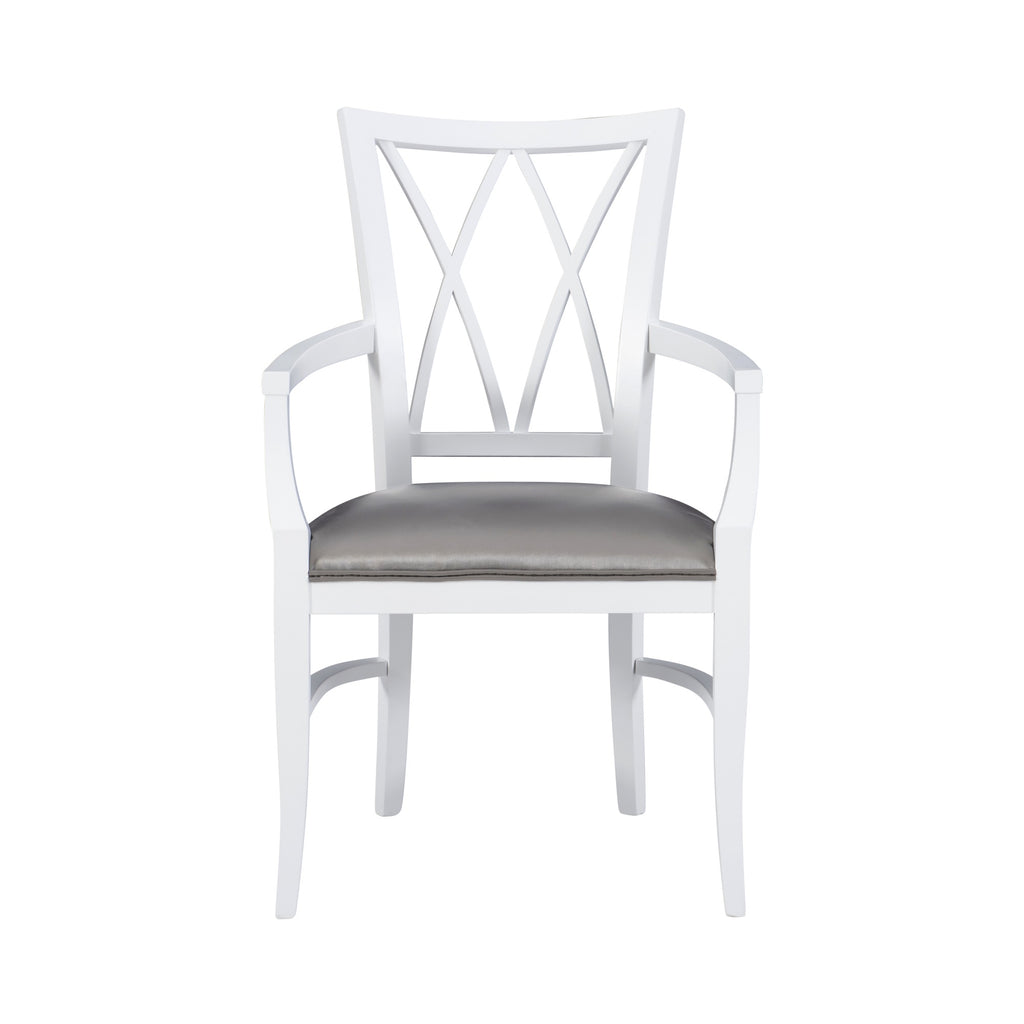 White Wood Dining Arm Chair H541