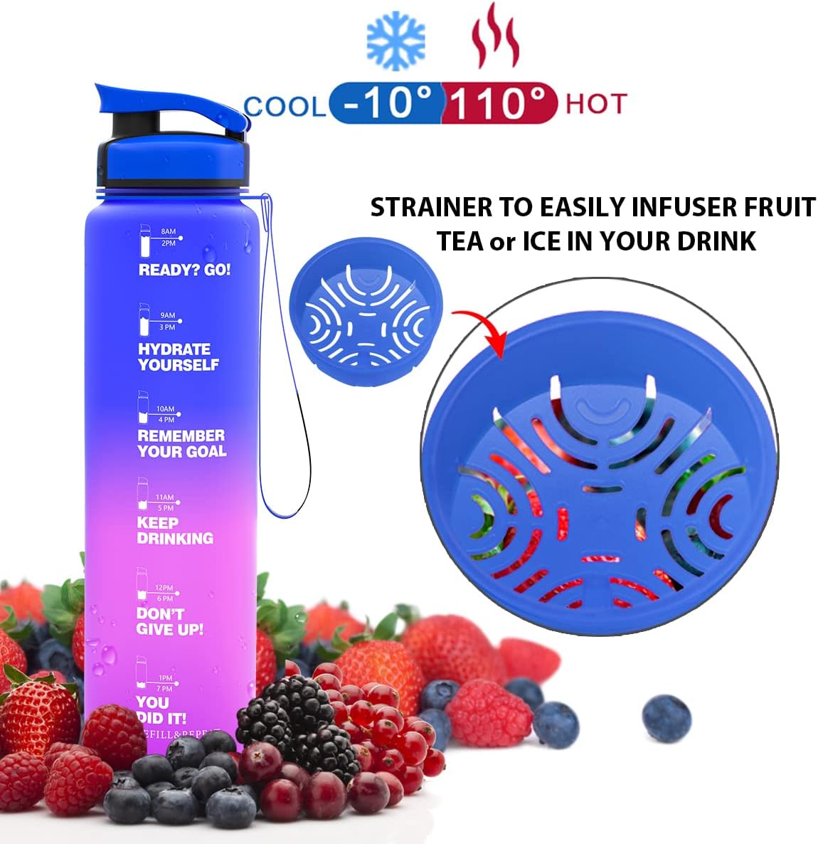 1L Leak Proof BPA Free Reusable Sports Water Bottle J790193