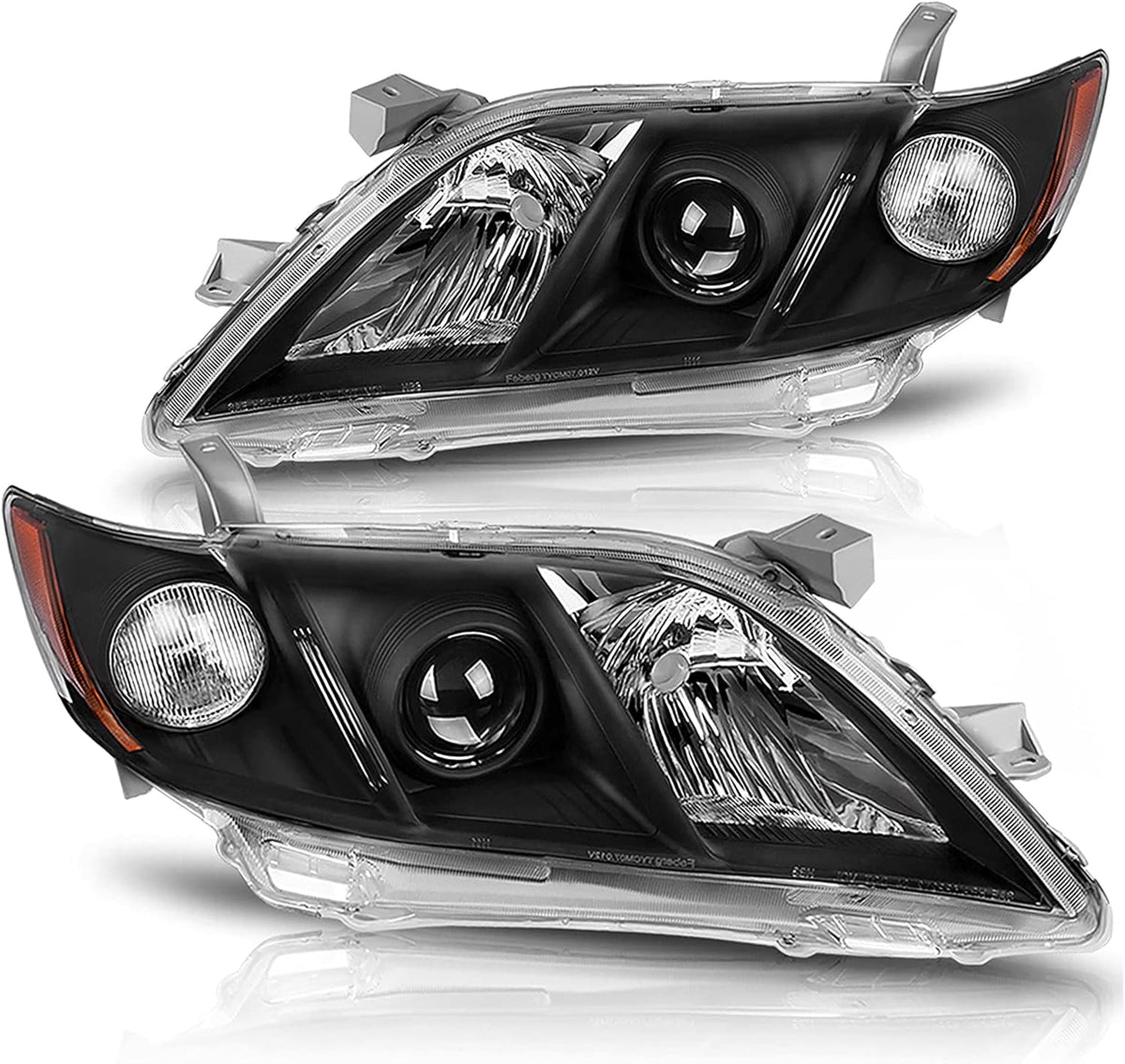 Black Housing Headlight Assembly with Amber Reflector Clear Lens Z279856